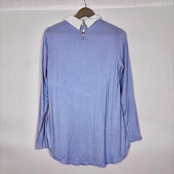 OPi Blue and white Embroidered Layered Blouse with Collar Size: Medium - Picture 7 of 7